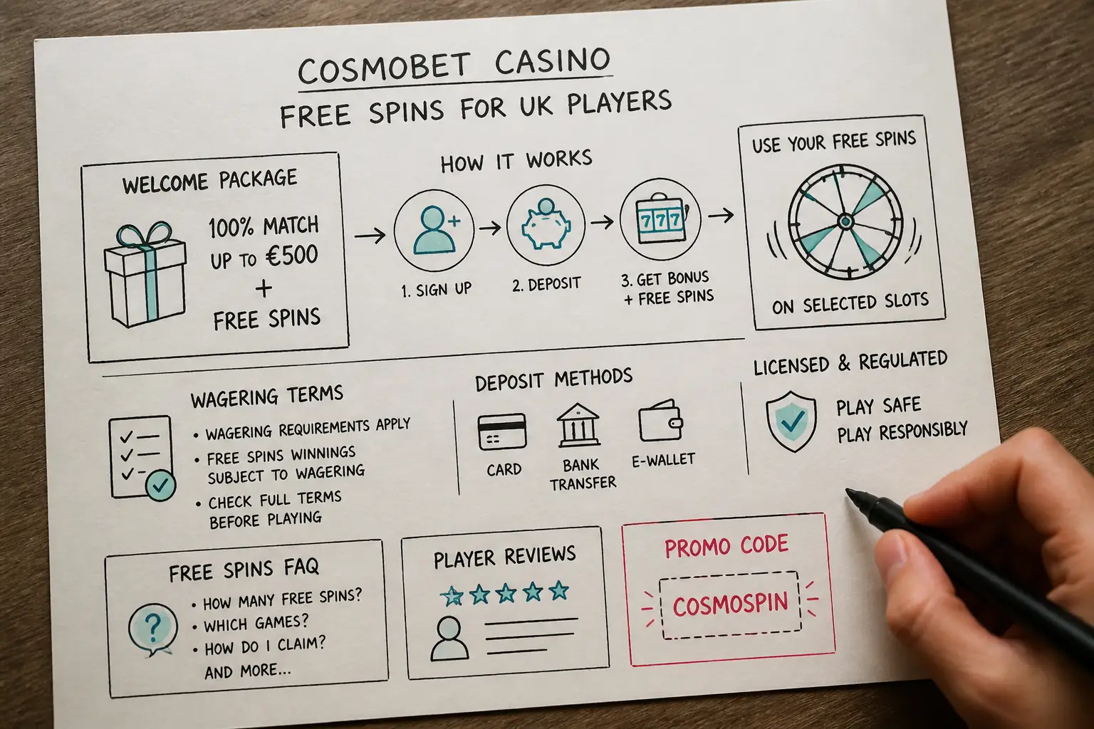 Cosmobet Casino Free Spins for United Kingdom Players visual guide for Cosmobet Casino